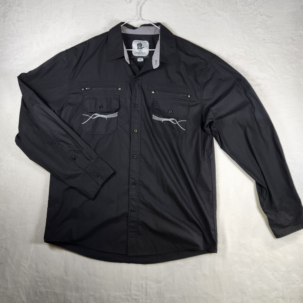 Miskeen Originals Shirt Mens 4XL Black Graphic Button‎ Up Embroidered Streetwear